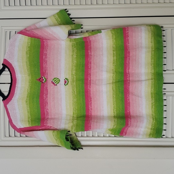 Gently loved! Vintage Storybook Knits Watermelon stripes short sleeved sweater - Picture 8 of 11